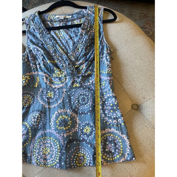 Boden 2/XS Sleeveless Tank/Blouse Blue V-Neck Cotton Boho Retro Artsy Faux-Wrap - Picture 6 of 6